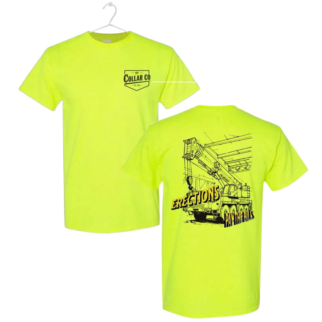 Crane Operator T-Shirt - "Pays the Bills" Blue Collar Work Tee, Men's Apparel Top