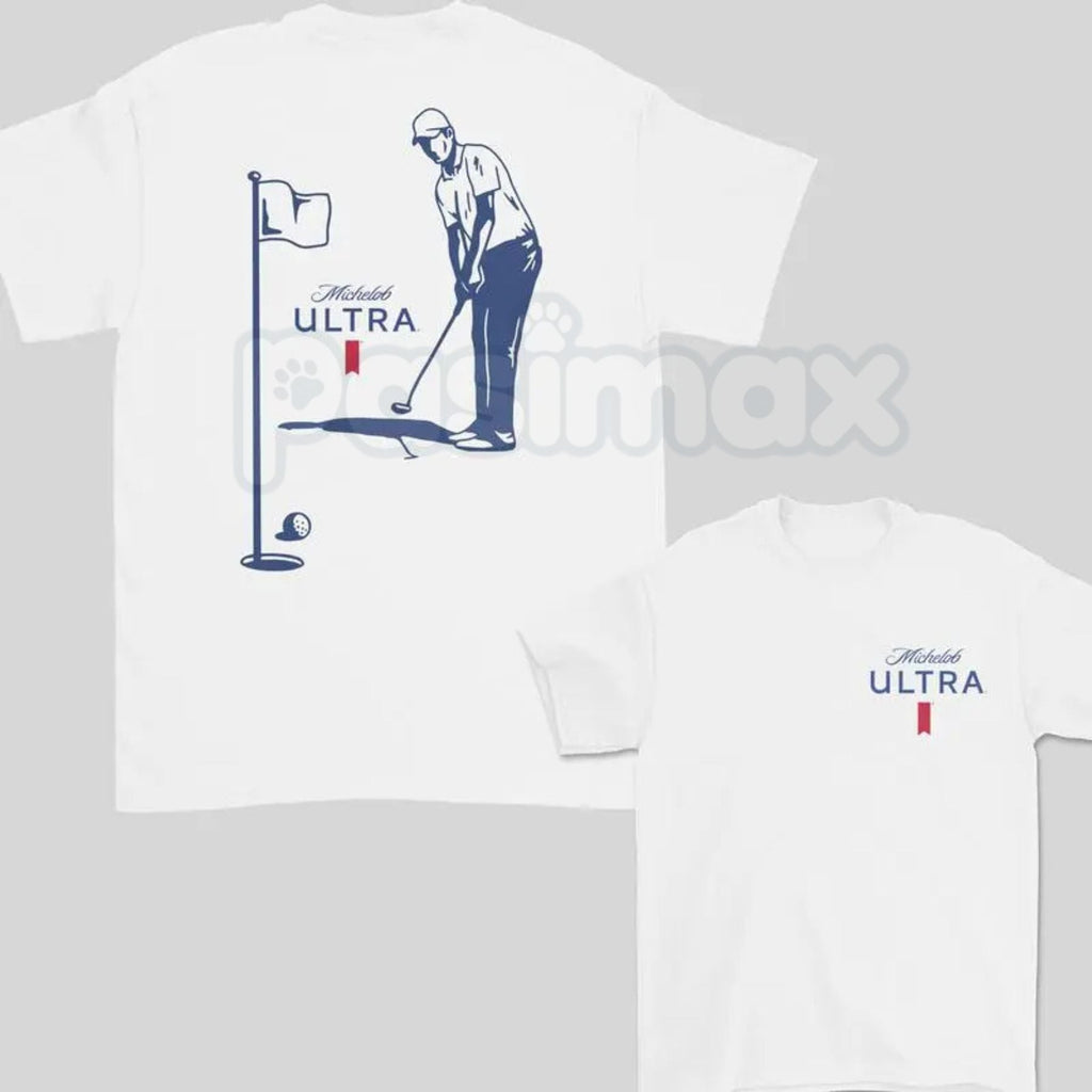 Michelob Ultra Golfing 2-Sided T-Shirt – Premium 100% Cotton Beer & Birdies Tee, Double-Sided Performance Style Golf Top, Soft Lived-In Heavyweight Men’s Gift, Made in USA